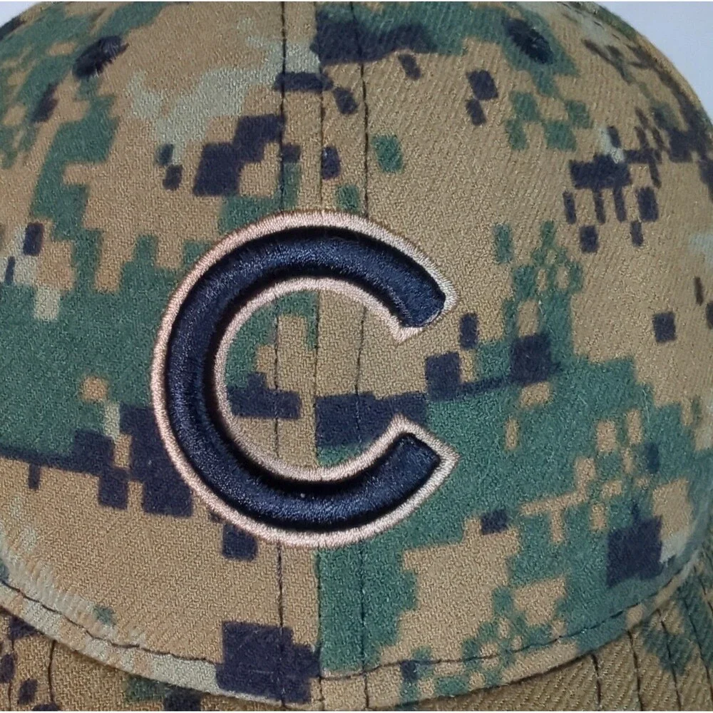 New Era Chicago Cubs Hat Sz 7 1/8 Digital Camouflage 59Fifty On-Field USA Made